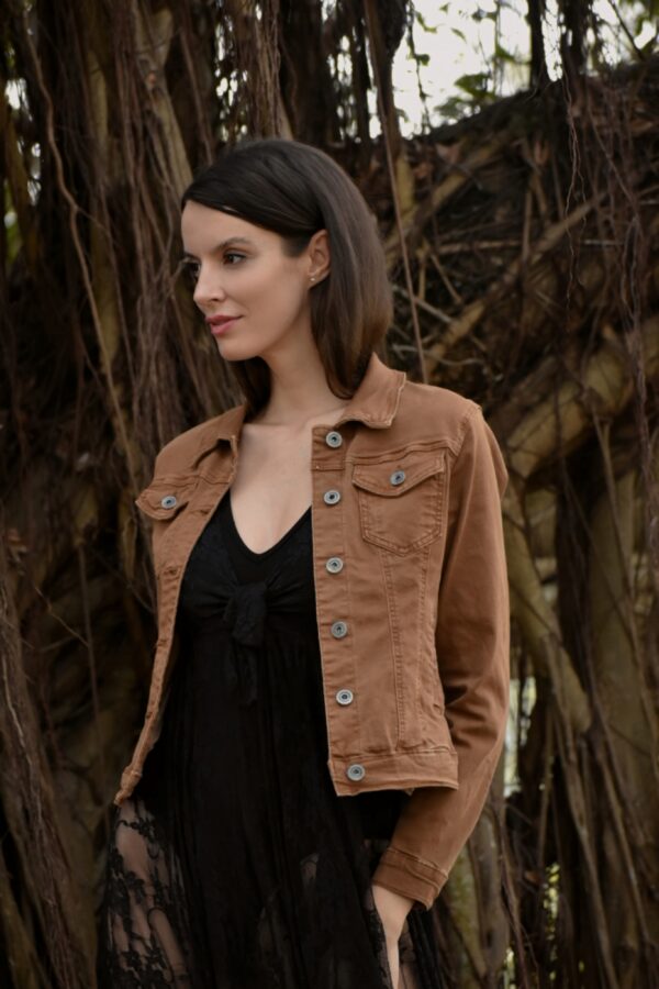 Love Angel Brown Denim Jacket - Tree Of Life Art - Image 2