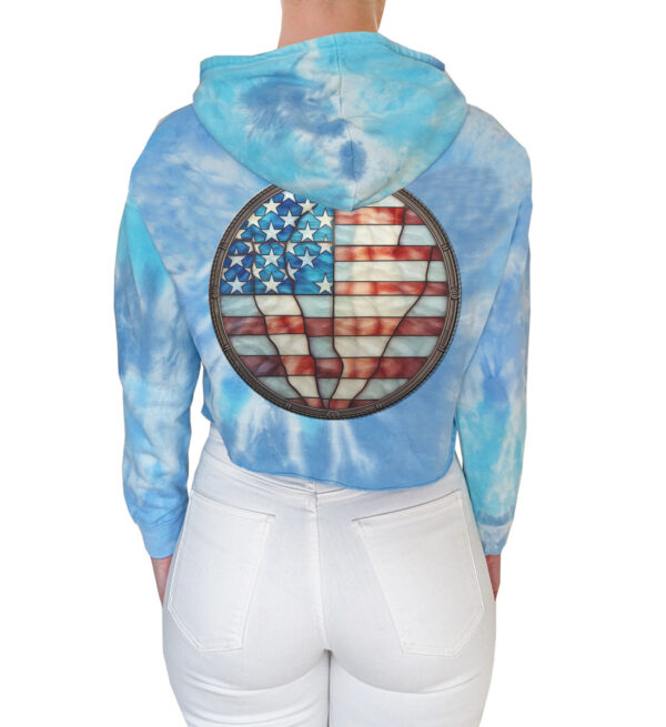 American Flag Art on Tie Dye Crop Hoodie