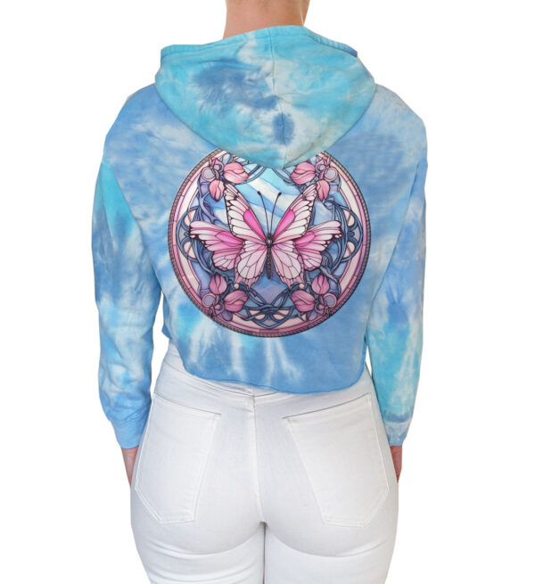 Pink Butterfly Art on Tie Dye Hoodie