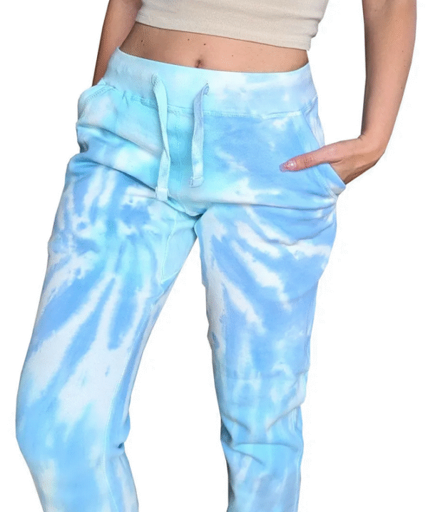 Tie Dye Ladies Joggers in Baby Blue - Image 3