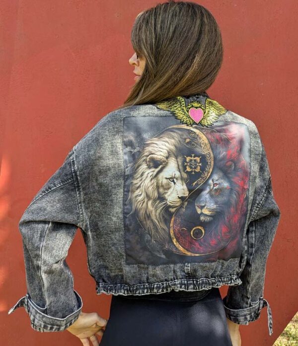 The Lion Jacket on Black Oversized Denim Jacket - Image 2