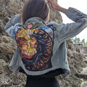 The Sun and The Moon on Oversized Denim jacket