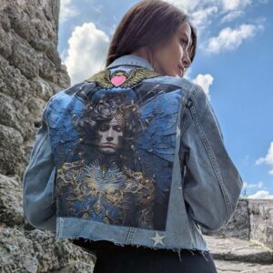 Love Angel Denim Jacket with Futuristic Angel Art