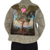 Love Angel Oversized Denim Jacket with Tree of Life Art