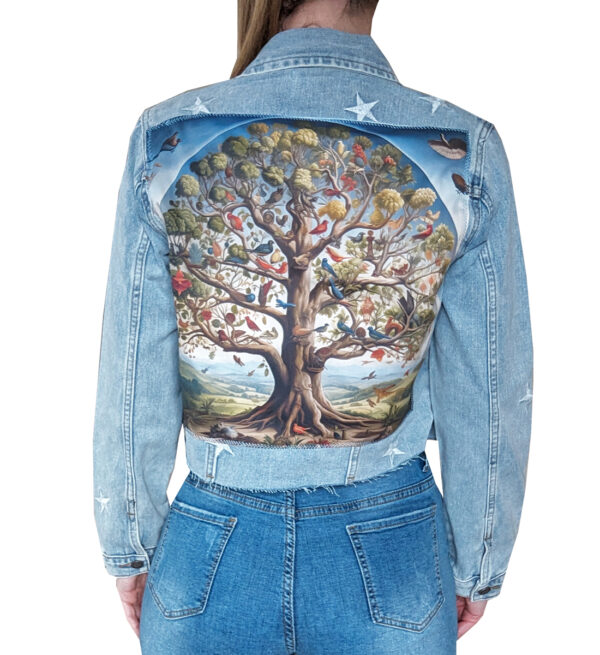 Love Angel Denim Jacket with Tree of Life Artwork