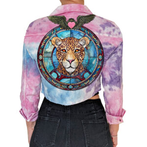Tie Dye Crop Jacket with Leopard Art by Love Angel