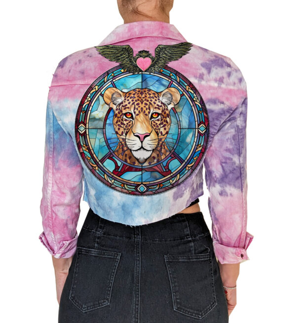 Tie Dye Crop Jacket with Leopard Art by Love Angel