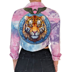 Tie Dye Crop Jacket with Tiger Artwork by Love Angel