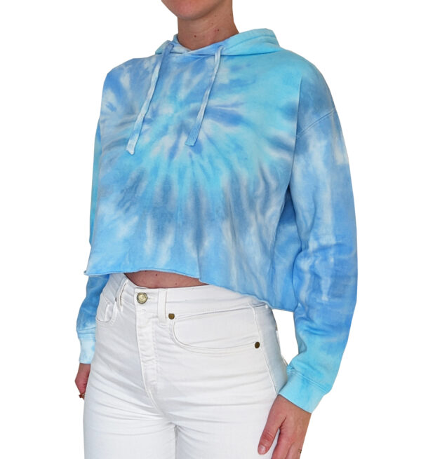 Pink Butterfly Art on Tie Dye Hoodie - Image 2
