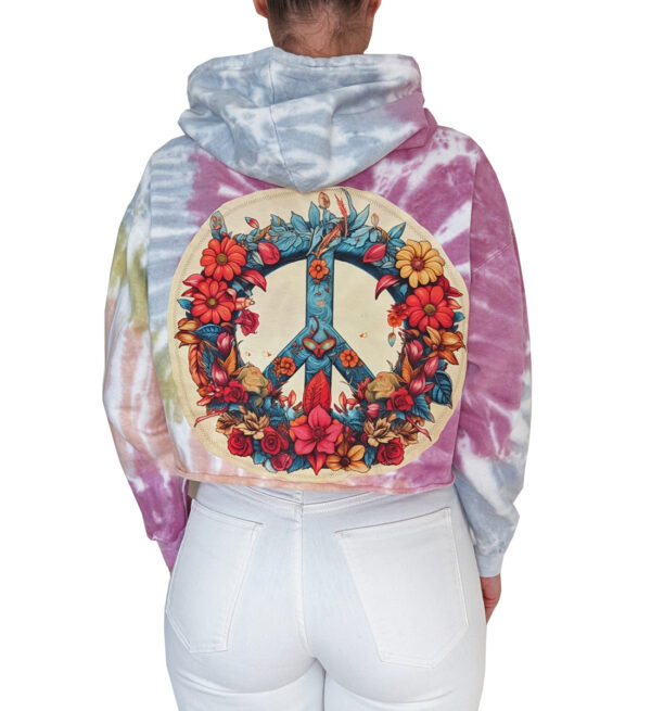 Tie Dye Hoodie with Angel Wings Embroidery Back Earth Tones