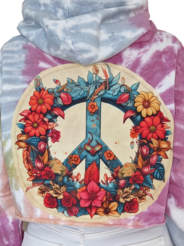 Tie Dye Hoodie with Angel Wings Embroidery Back Earth Tones - Image 2