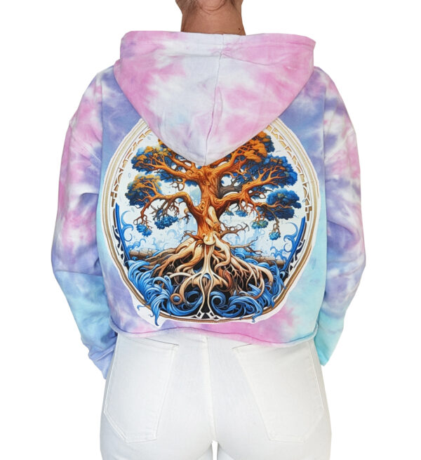 Tie Dye Hoodie with Tree of Life Design Organic Cotton Lounge-wear