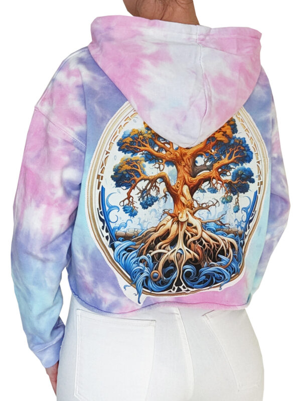 Tie Dye Hoodie with Tree of Life Design Organic Cotton Lounge-wear - Image 2