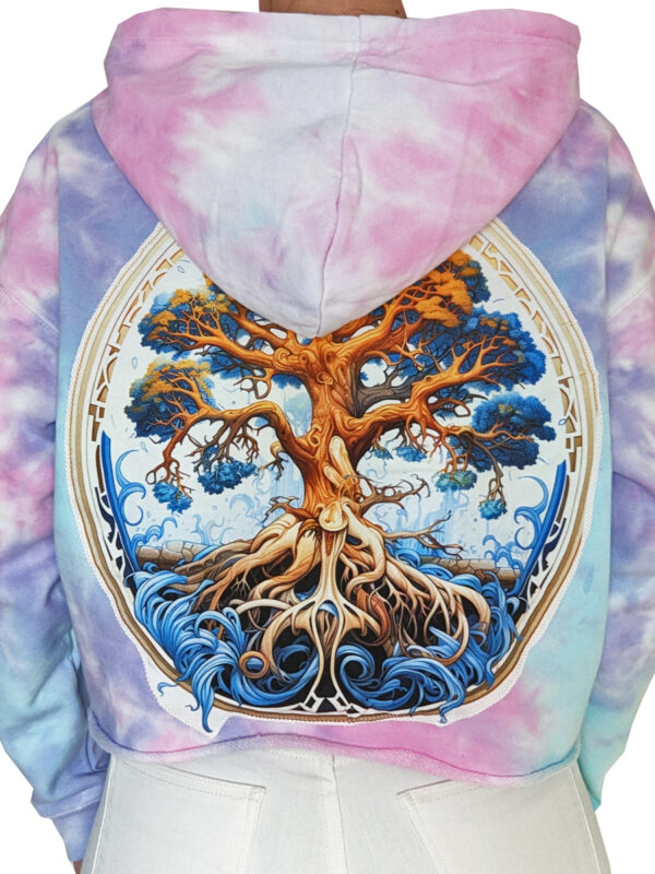 Tie Dye Hoodie with Tree of Life Design Organic Cotton Lounge-wear - Image 3