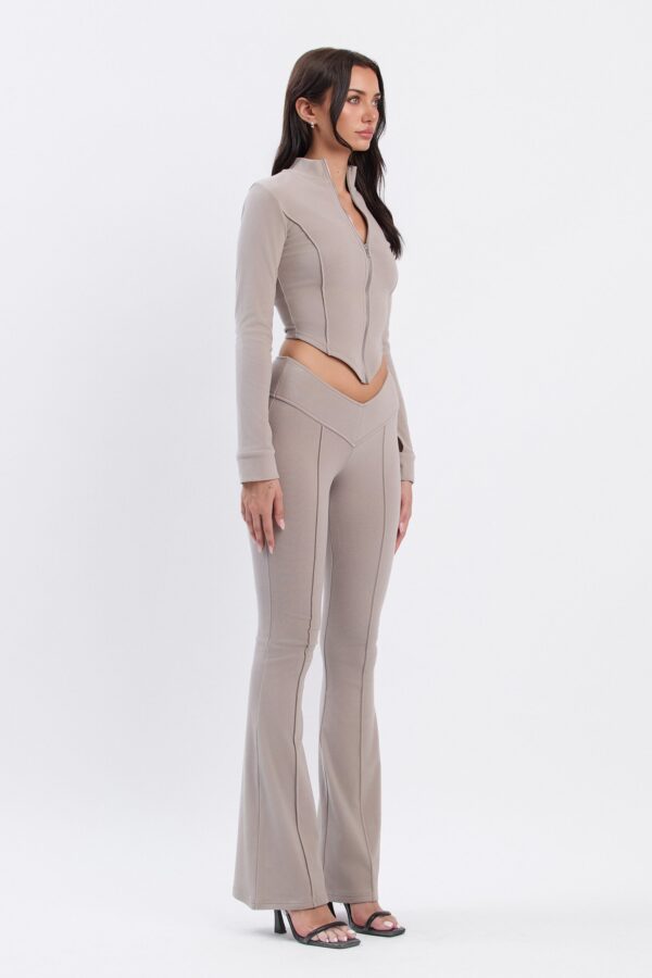 Long Sleeve Zip Up Shirt & Matching Pants Ivory - Image 3